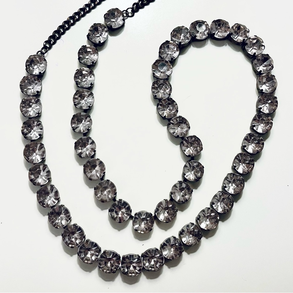 Diamond-cut Rhinestone/Crystal Chain Necklace